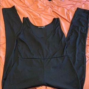 Black Ribbed Jumpsuit